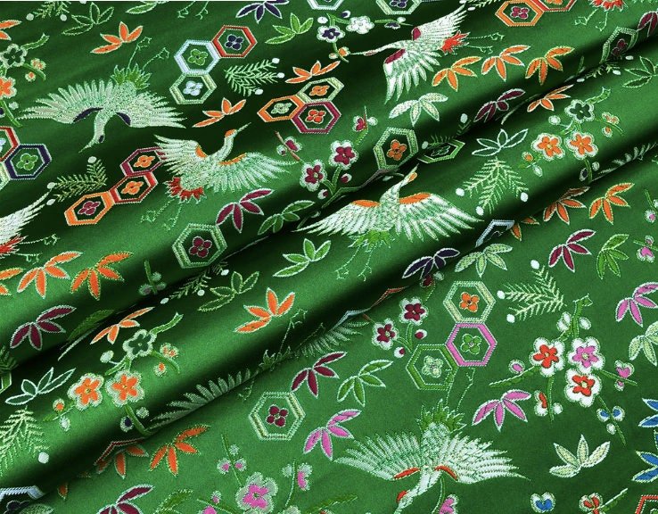 Crane Bird Jacquard Fabric: Chinese New Year Upholstery Fabric - Poppylollipop