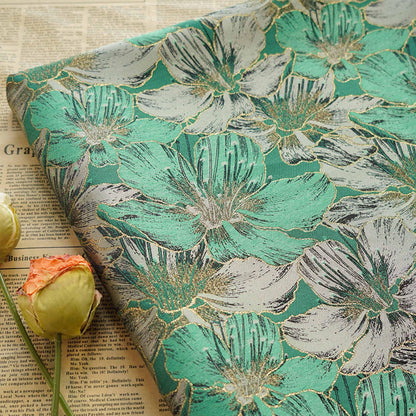Gold Thread Floral Jacquard Fabric: 65"W Designer Upholstery