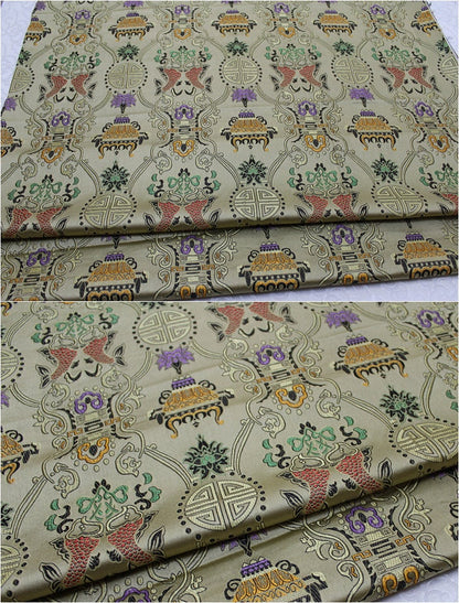 Pisces Double Fish Silk Brocade Fabric: Cheongsam Fabric, Home Decor