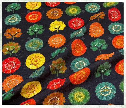 Tissu pour patchwork, tissu en coton à motif d'arbres fleuris ��� Style asiatique coloré Pri" Large