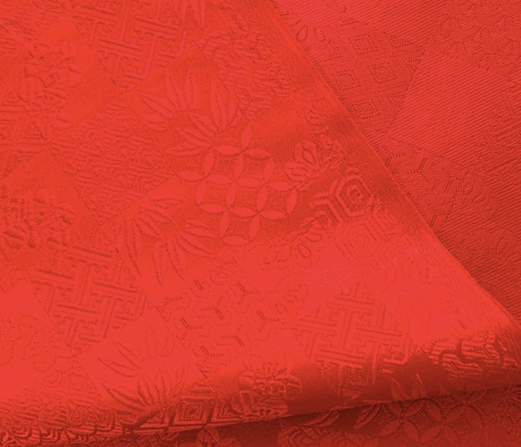Nishijin Ori Jacquard Silk Brocade Fabric: Japanese Plaid, 59" Wide