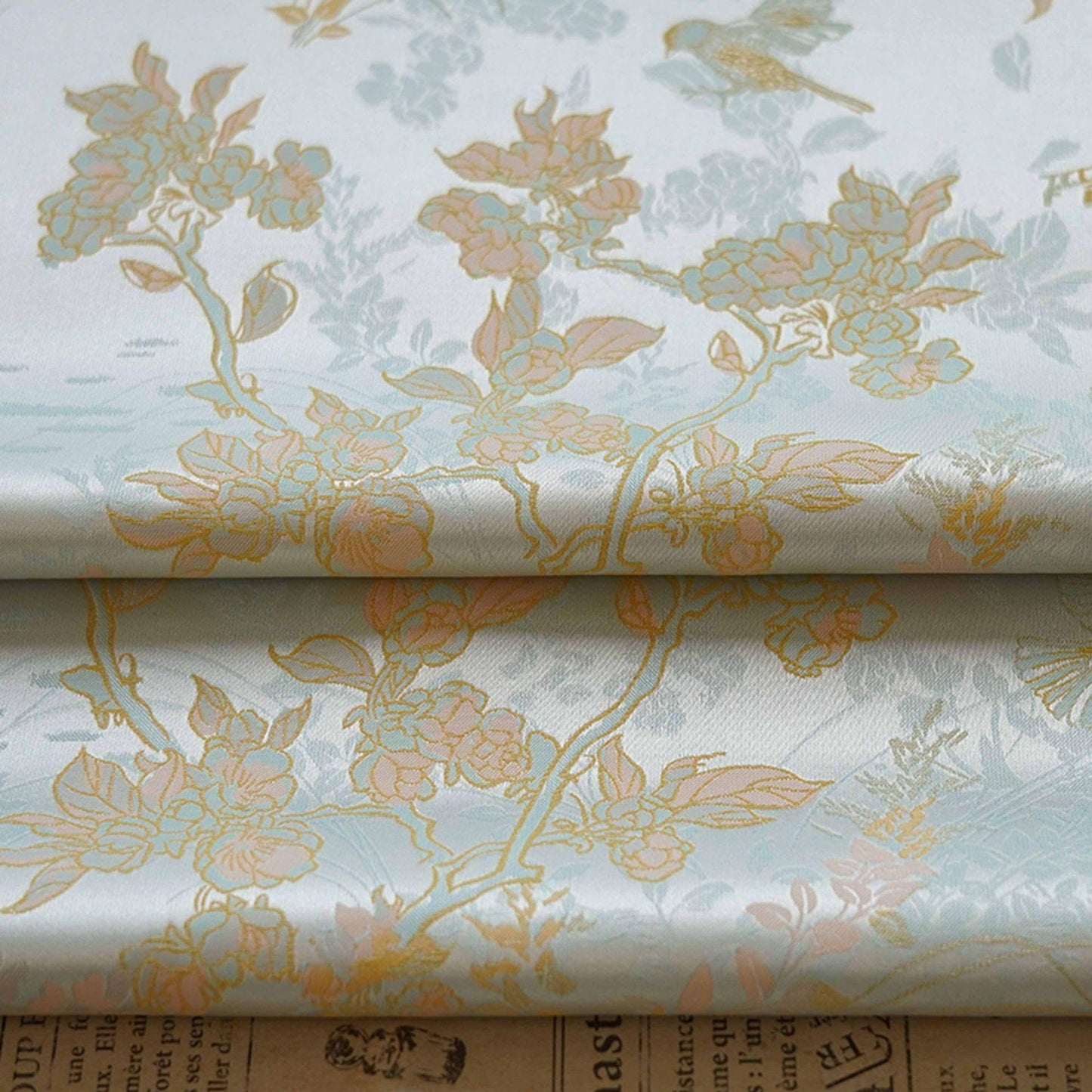Ancient Chinese Painting Jacquard Fabric: 63"W Upholstery Sewing Material