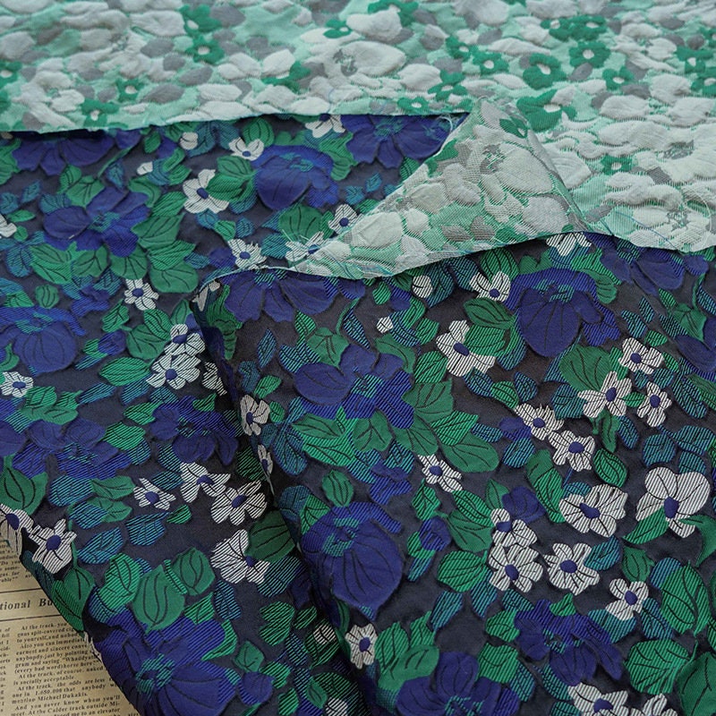 Floral Jacquard Fabric: 3D Embossed Reversible Woven Upholstery, Costume, Sewing (63"W By 1 yard)