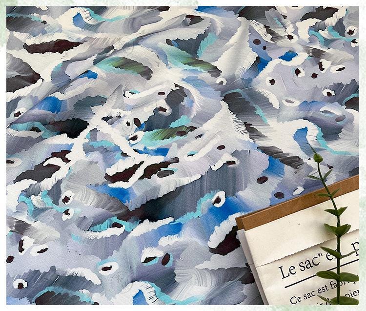 Digital Print Fabric ��� Cloud Wave Shimmer Cotton Blend, Quilting, Dressmaking, Craft Fabr"Wide