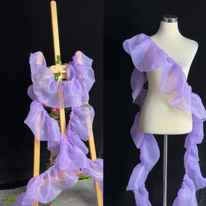 Sheer Pleated Organza Ruffle: 3D Fold Designer Fabric, Wedding Gowns