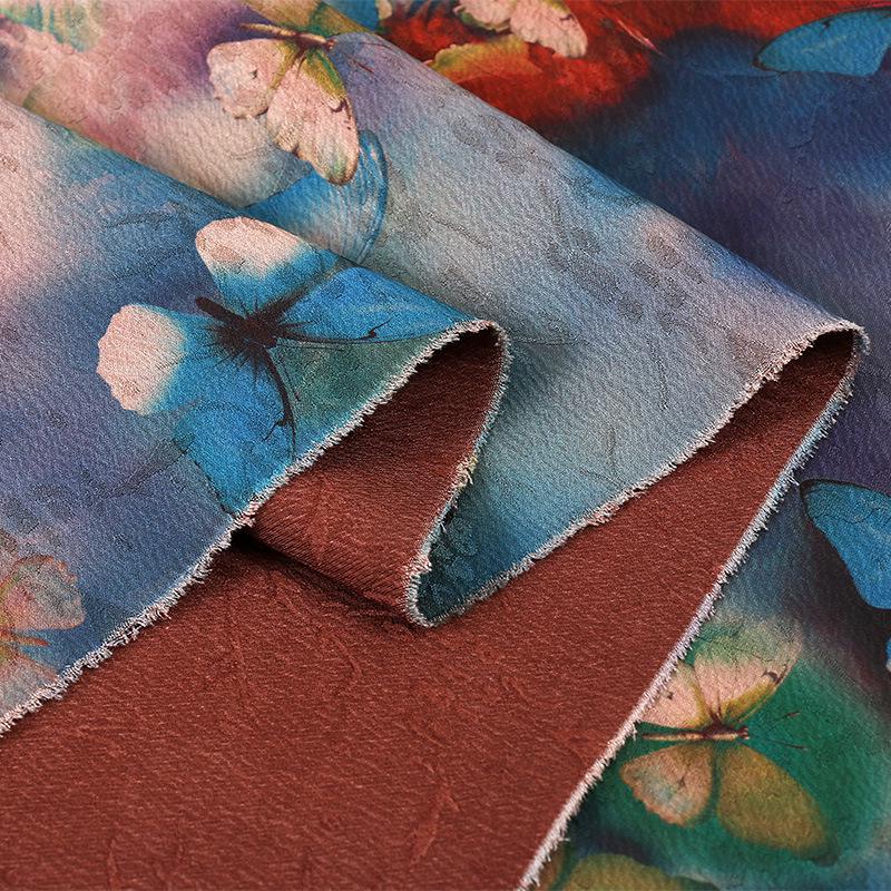 Tissu satin de soie à motif papillon - 150 cm de large