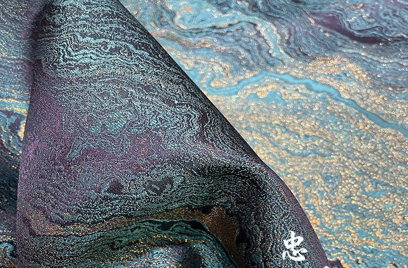 Galaxy Jacquard Fabric: 3D Gold Thread Upholstery, Costume, Decor - 56" Wide