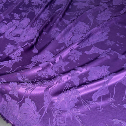 Lotus Jacquard Satin Damask Fabric: 59" Wide Rayon Sewing Material