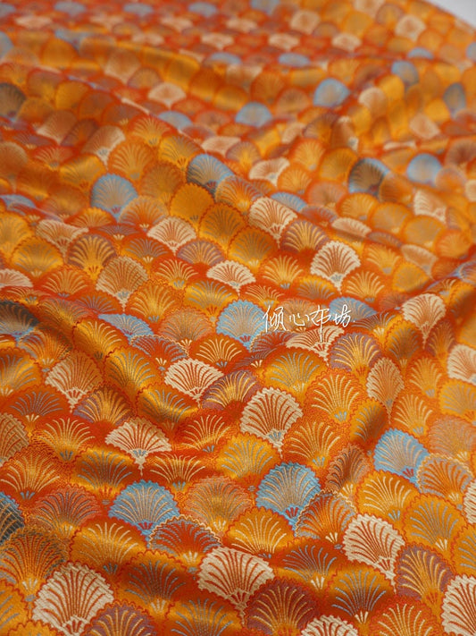 Japanese Shell Kinran Brocade Fabric: Silk Rayon Blend, 29.5�ï