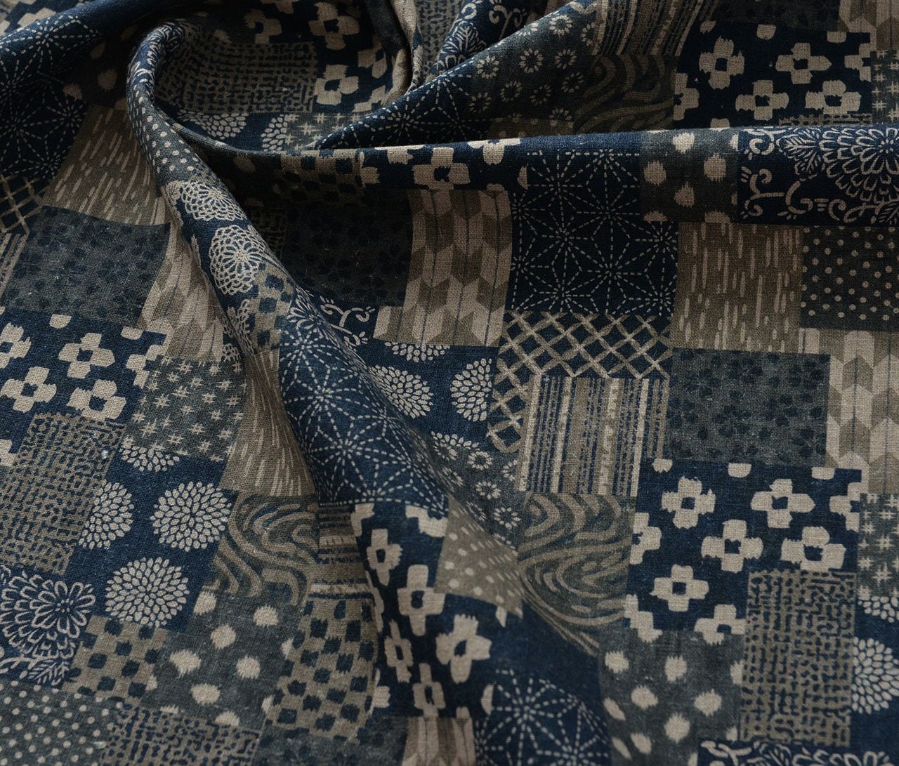 Japanese Patchwork Fabric: Cotton Linen Blend, Sewing Material (57" Wide)