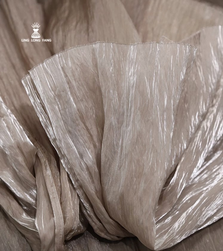 Glitter Organza Fabric: Hand-Ruffled Textured Apparel, 48" Width