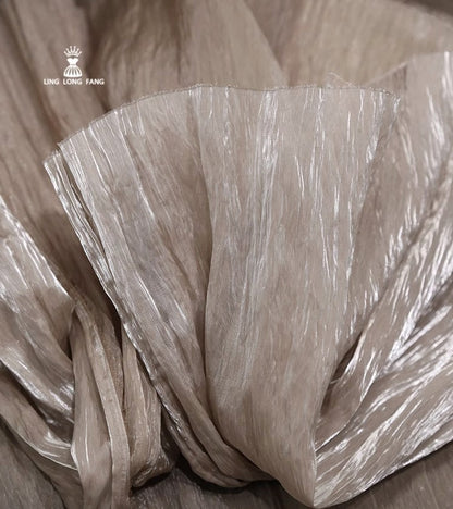 Glitter Organza Fabric: Hand-Ruffled Textured Apparel, 48" Width