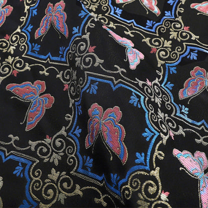 Butterfly Linen Fabric: Dunhuang Fresco Style, 59"W, Upholstery & Sewing