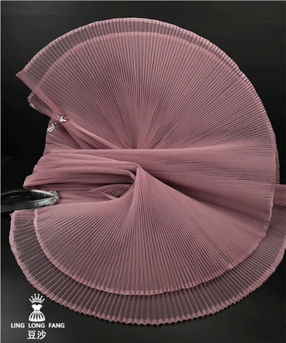 Pleated Tulle Fabric: Stiff Hard Yarn, 63" Wide Designer Material