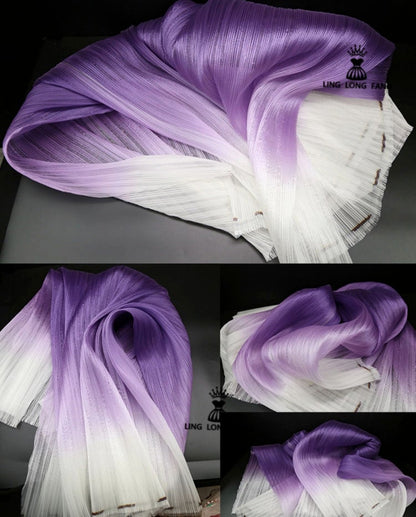 Pleated Organza Fabric: Shiny Crinkled Texture, 55" Wide