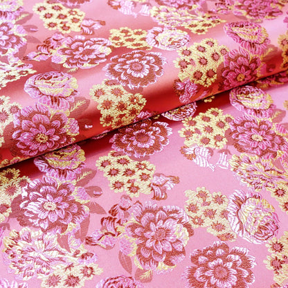 Begonia Flower Silk Brocade Fabric: 45" Wide, Costume & Decor
