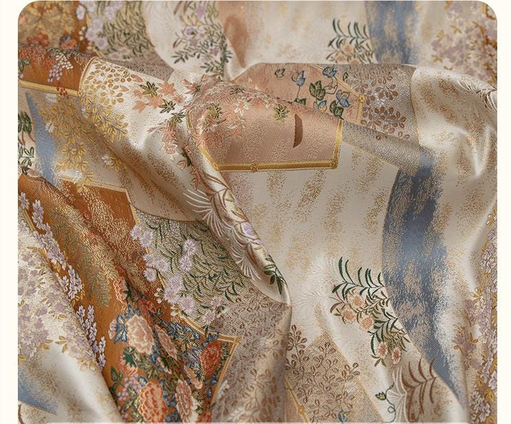 Nishijin Weaving Fabric: Japanese Fan Silk Rayon Blend (By The Meter)