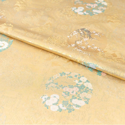 Tissu brocart japonais Nishijin : satin jacquard floral (59 pouces de large)