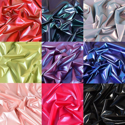 Space Silver PU Leather Fabric: Shiny Metallic Designer Material, 59" Wide