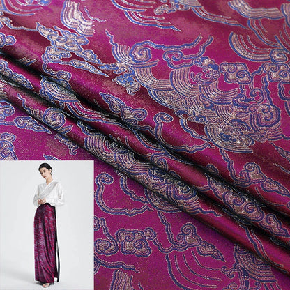 Ocean Waves Silk Rayon Brocade Fabric: Upholstery, Costume, Decor (29.5" Wide)