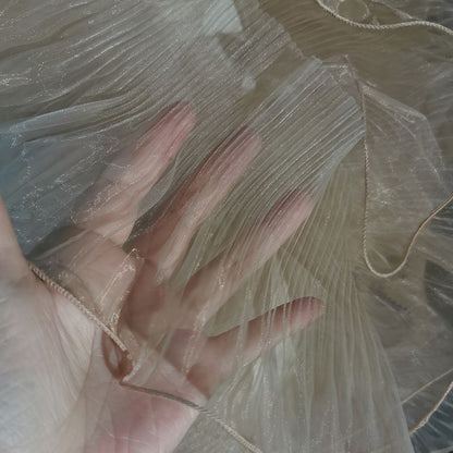 Pleated Ruffle Organza Fabric: 3D Fold, Stiff Texture, 13cm Wide