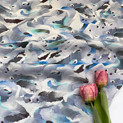 Digital Print Fabric ��� Cloud Wave Shimmer Cotton Blend, Quilting, Dressmaking, Craft Fabr"Wide