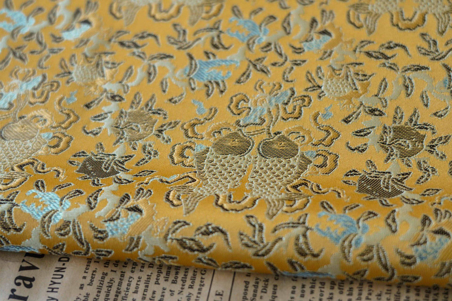 Pisces Fish Brocade Fabric: 58"W Chinese Style Sewing Material