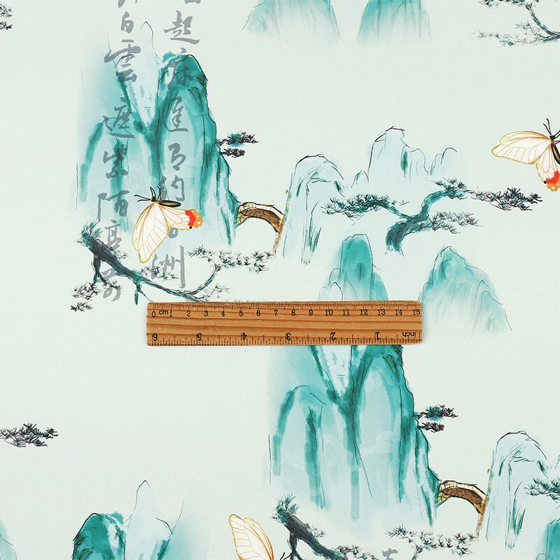 Ancient Pattern Tea Silk Fabric: Rich Texture Satin, 59"W