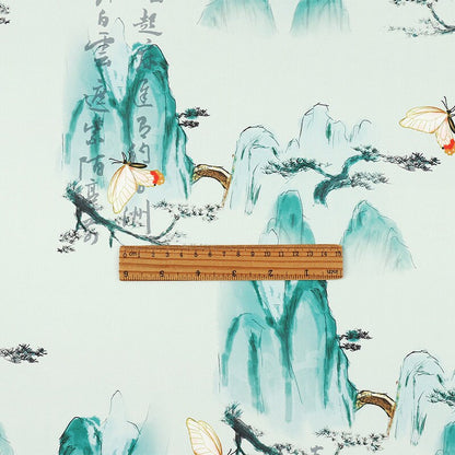 Ancient Pattern Tea Silk Fabric: Rich Texture Satin, 59"W