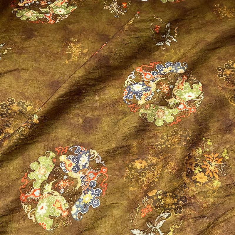Tissu Tencel à motif Bouddha de Dunhuang : ameublement, écharpe et rideaux de style asiatique