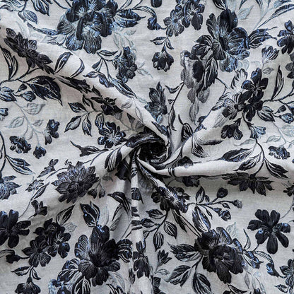 Tissu jacquard européen à motif floral en relief et fil doré - Texture luxueuse pour matelassage, ameublement, couture, décoration intérieure - Large