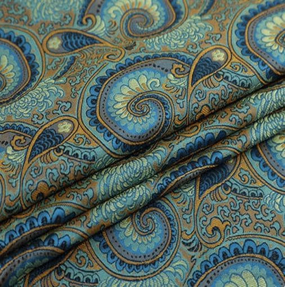 Damask Paisley Cheongsam Fabric: Golden Brown Upholstery Material