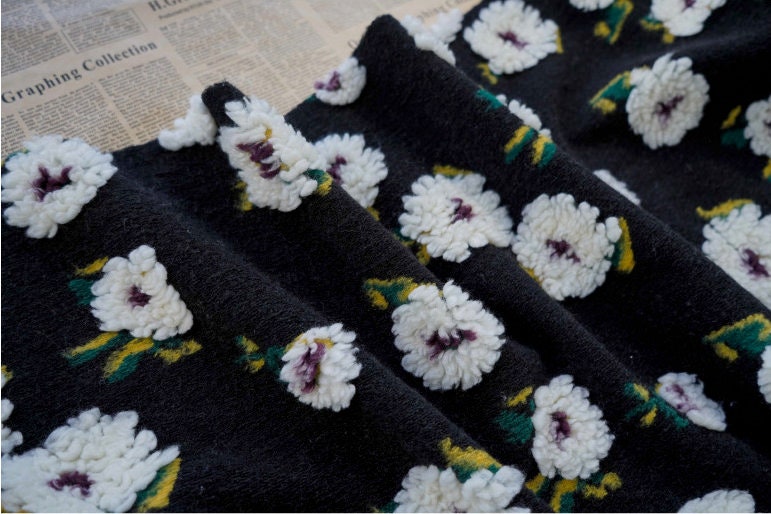 Retro French Daisy Plush Fabric: Cosplay Costume Material (63" W)