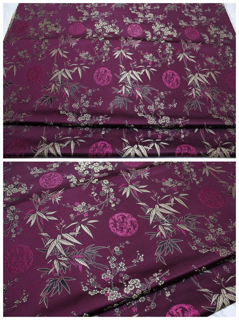 Cherry Blossom Bamboo Brocade Jacquard Fabric - Renaissance Fashion