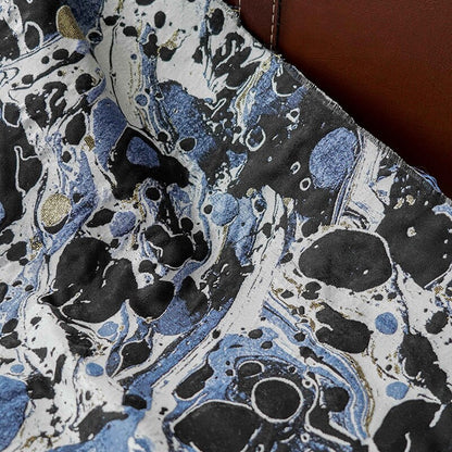 Blue Black Gold Splash Ink Jacquard Fabric: 59"W Upholstery