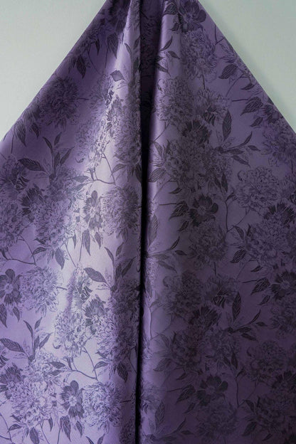 Nishijin Woven Brocade Fabric: Gold Thread Purple Jacquard, 62" Wide - Poppylollipop