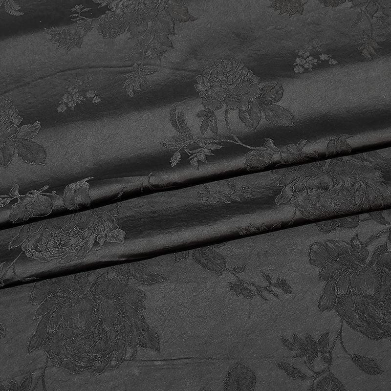 Black Brocade Fabric: Plant Silk Upholstery, Costume, Quilting (55"W)