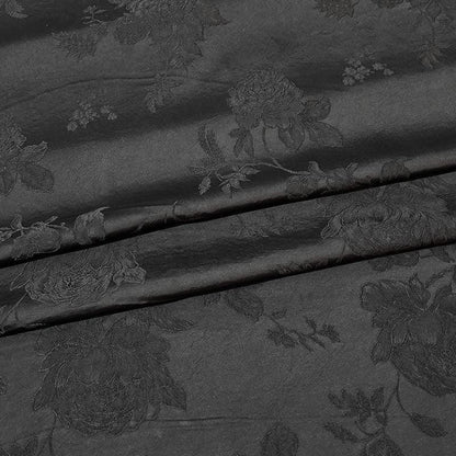 Black Brocade Fabric: Plant Silk Upholstery, Costume, Quilting (55"W)