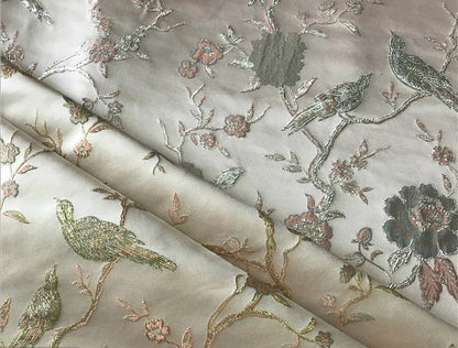 Metallic Brocade Fabric: Damask Jacquard Satin, 59"W, Upholstery & Sewing