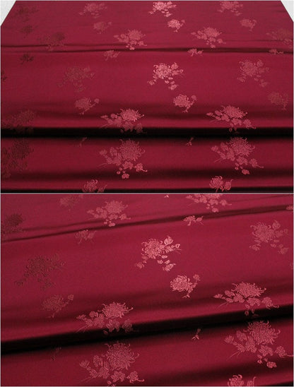 Tissu brocart chrysanthème : Revêtement d'ameublement Cheongsam de style folklorique (largeur 29,5")