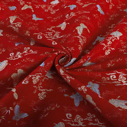Butterfly Chenille Fabric: Gold Weave Mongolian Tibetan Pattern, 58"W