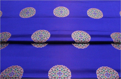 Tissu brocart de soie chinois à motif paon - Magenta et couleurs