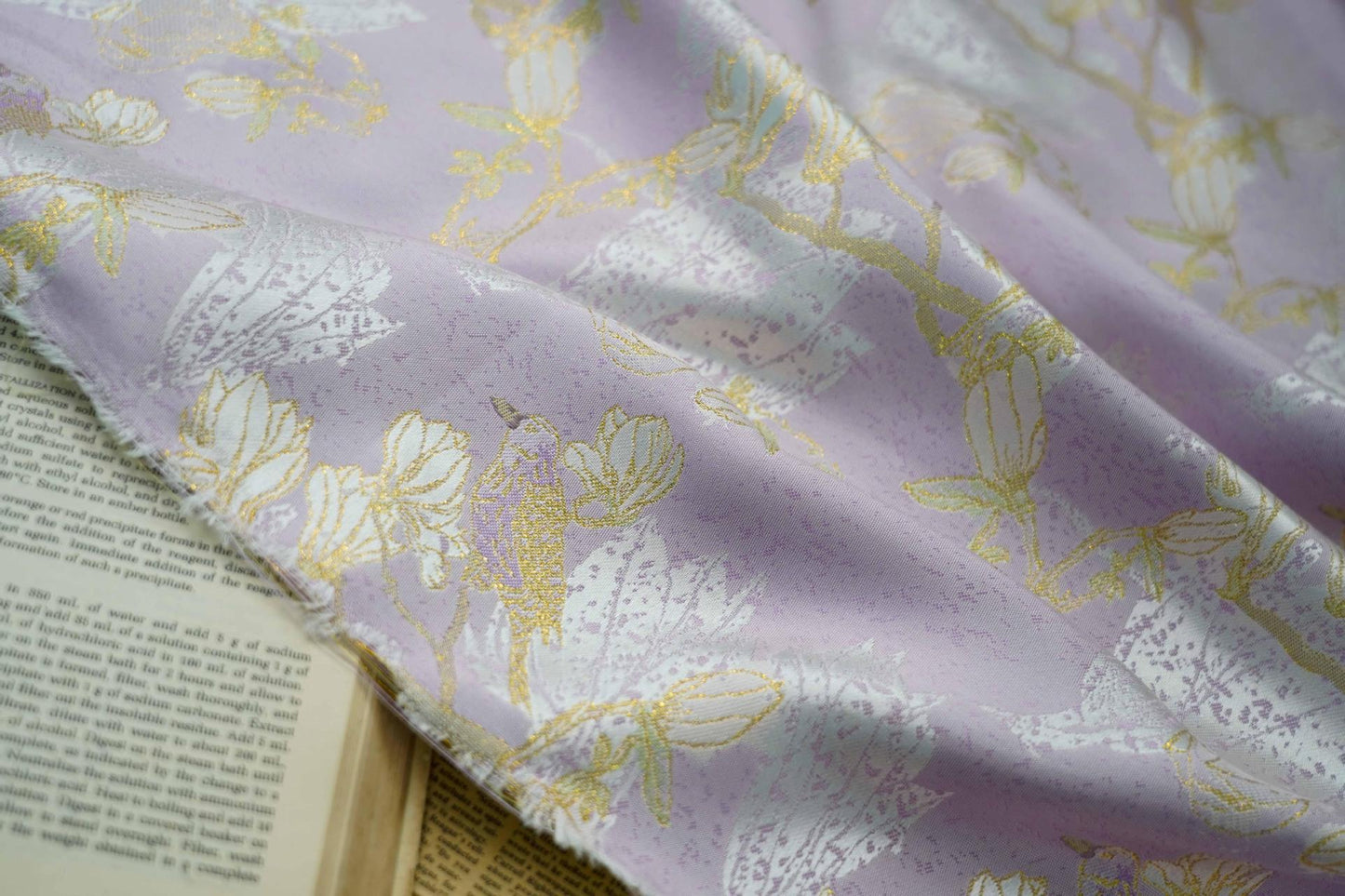 Gold Thread Floral Brocade Fabric: 59"W Jacquard Damask, Costume Decor