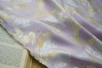 Gold Thread Floral Brocade Fabric: 59"W Jacquard Damask, Costume Decor