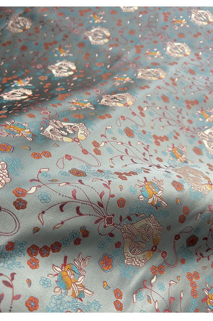 Pisces Fish Silk Brocade Fabric: 58"W Cheongsam Quilting Material