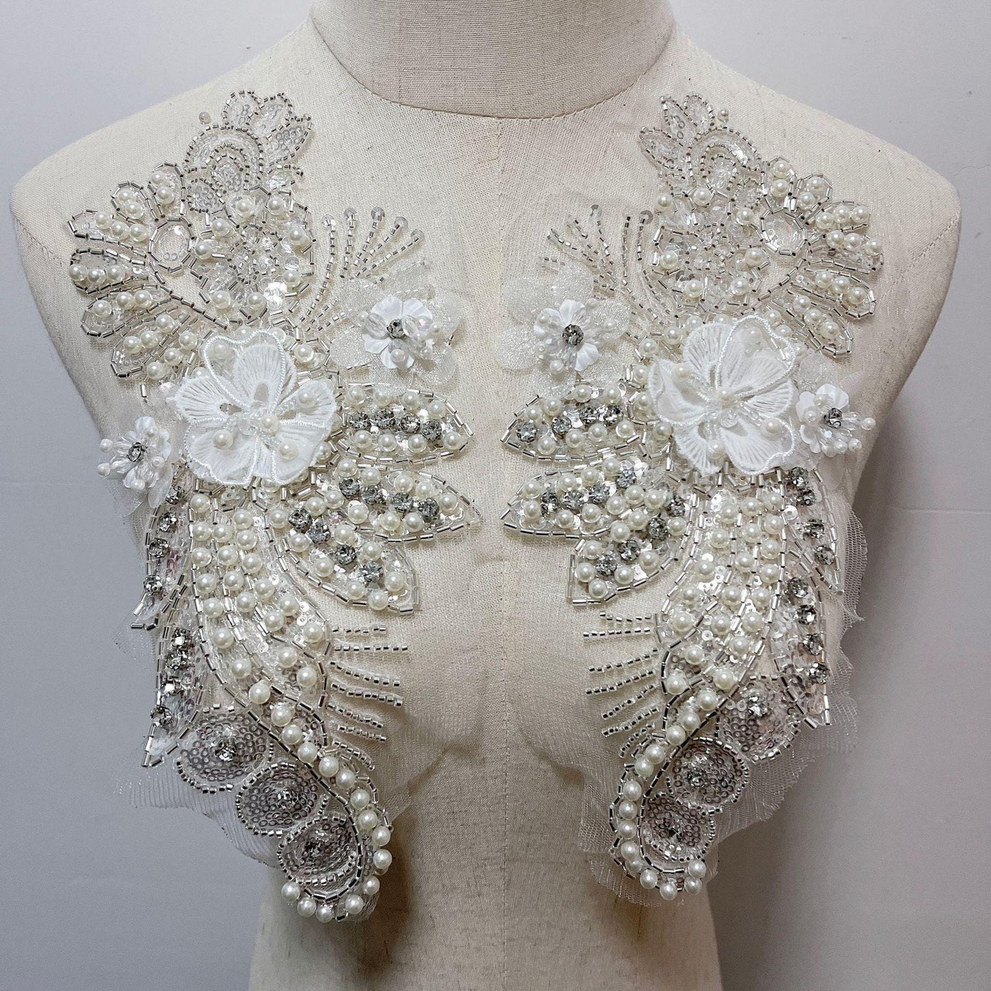 Embroidered Lace Trim: Beaded Sequins, Bridal Wedding Dress, By The Yard