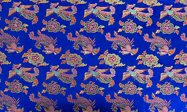 Peacock Damask Fabric: 45"W Chinese Brocade for Cheongsam & Upholstery