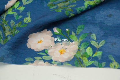 Tissu en lin Tencel soyeux à motif floral bleu : Couture et loisirs créatifs