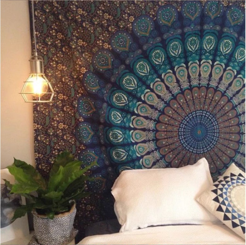 Mandala Tapestry: Bohemian Wall Hanging, Sofa Throw (140x200cm)