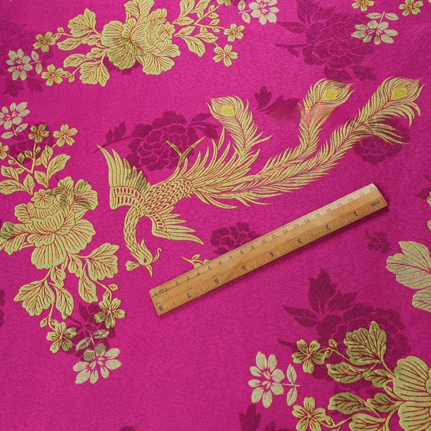 Tissu brocart de soie Phoenix & Peony : Jacquard Xiangyun marron pour Cheongsam et Hanfu